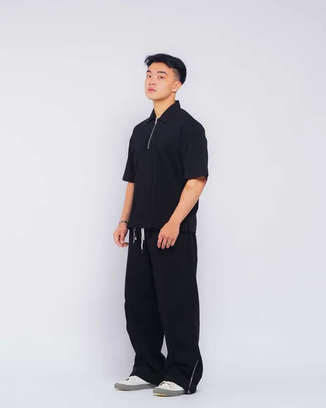 Crop Zip Collar Boxy Oversize Tee - Kaos Polos Crop Boxy Oversize Kerah Dengan Zipper 5