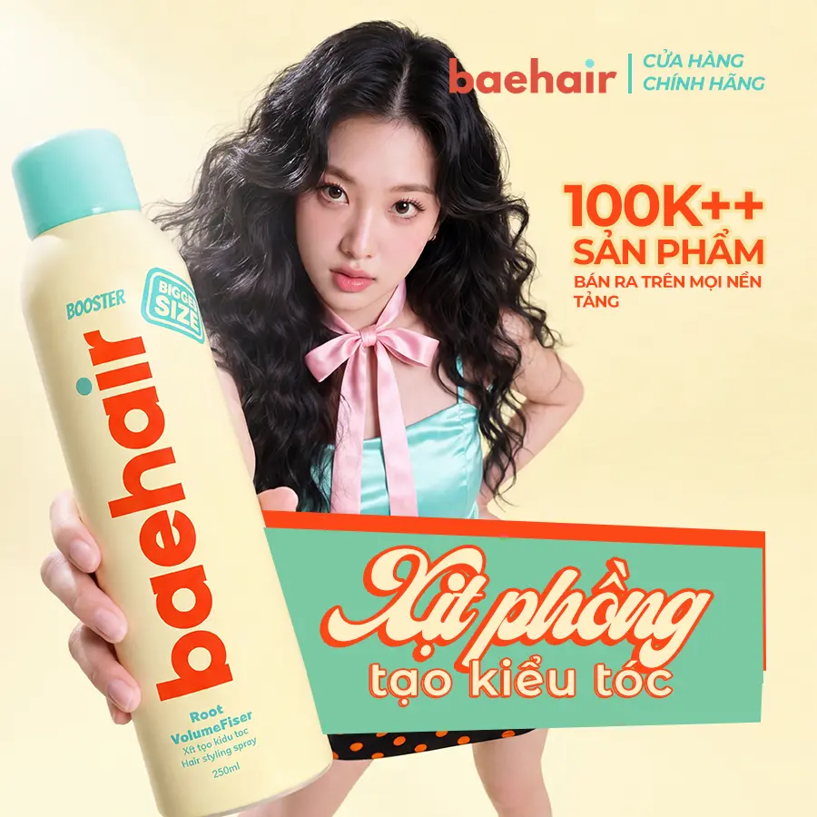 baehair Booster Keo xịt phồng tóc, xịt tạo kiểu tóc Baehair hỗ trợ tóc phồng, lâu bết 250ml Women Nữ