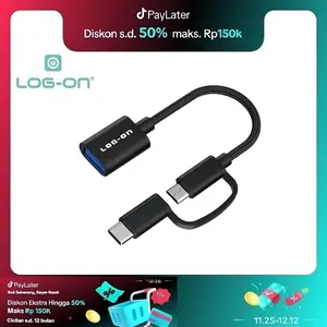 LOG ON OTG KABEL 2 IN 1  TYPE C DAN MICRO TO USB A LO-OT11 Device