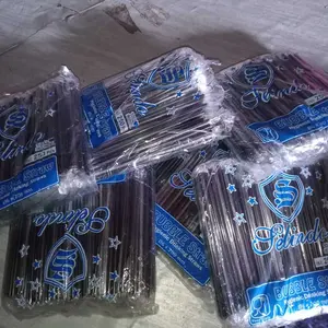 Sedotan Steril Hitam 250pcs 6mm x 20cm / Sedotan Kopi Runcing / Sedotan Lancip isi 250pcs