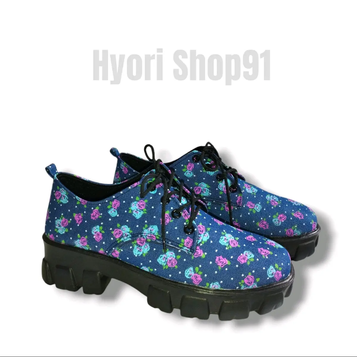Sepatu Docmart jeans Bunga korea wanita Shoes Casual