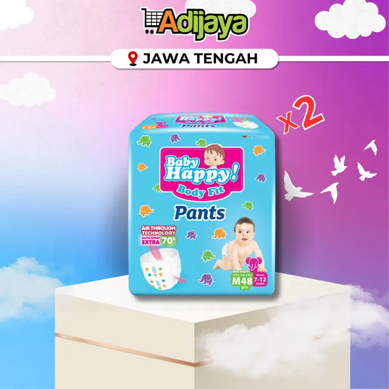 [SUPER HEMAT] 2 BALL BABY HAPPY SUPER JUMBO M48 / L42 / XL38 baby diapers 2