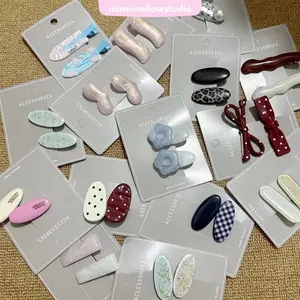 MimimallowStudio Jepitan Aesthetic Korea Resin Hairclip Variasi Bentuk & Warna Polkadot Bunga Pita Leopard Transparan Glitter Praktis untuk Kuliah Kerja Hangout Pesta MS 007