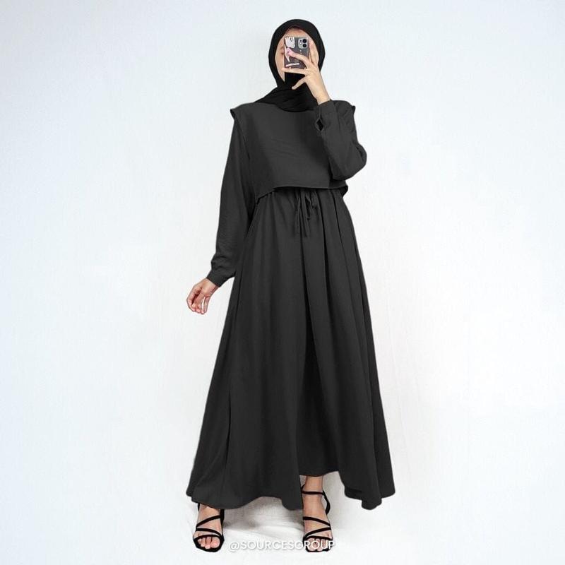 Product Introduction of dress shafila/gamis simple/baju muslim wanita bahan cringcle cey airflow kualitas premium 11