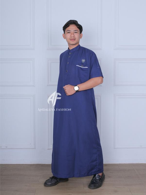 Jubah Muslim Pria Dewasa Remaja Model Kancing Sultan Lengan Pendek- Gamis Laki Laki kekinian Katun 5