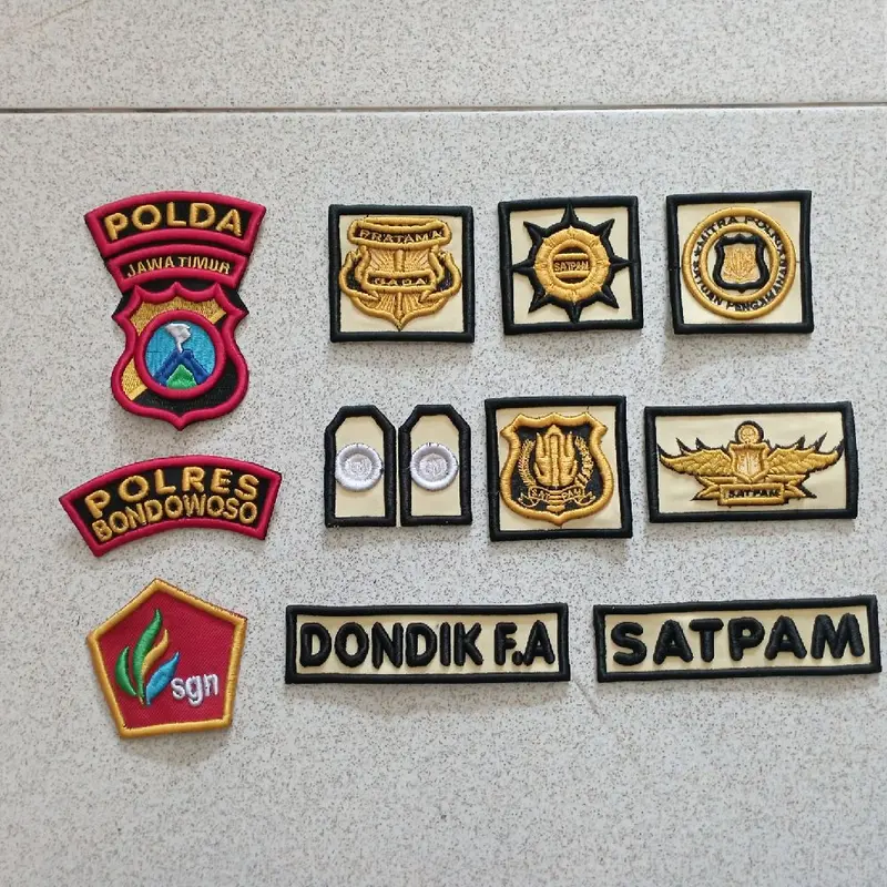 Fullset Bordir timbul logo atribut satpam dasar cream bisa pesan nama 1