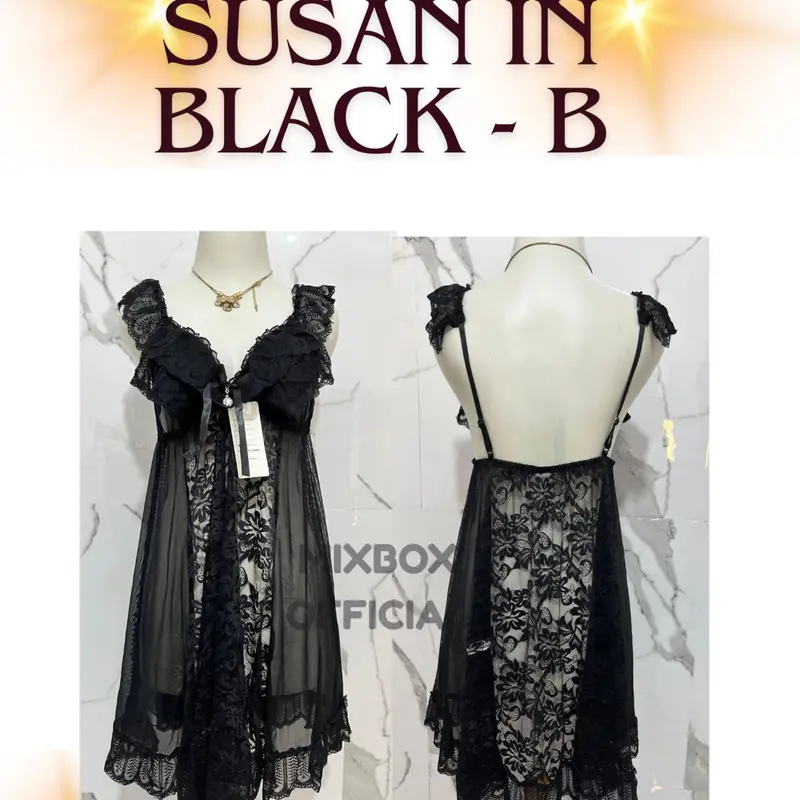 Mixbox Dress Dinas Malam Full Brukat Lace Lingerie V Neck Jumbo Terbaru LD 130 - Susan 3