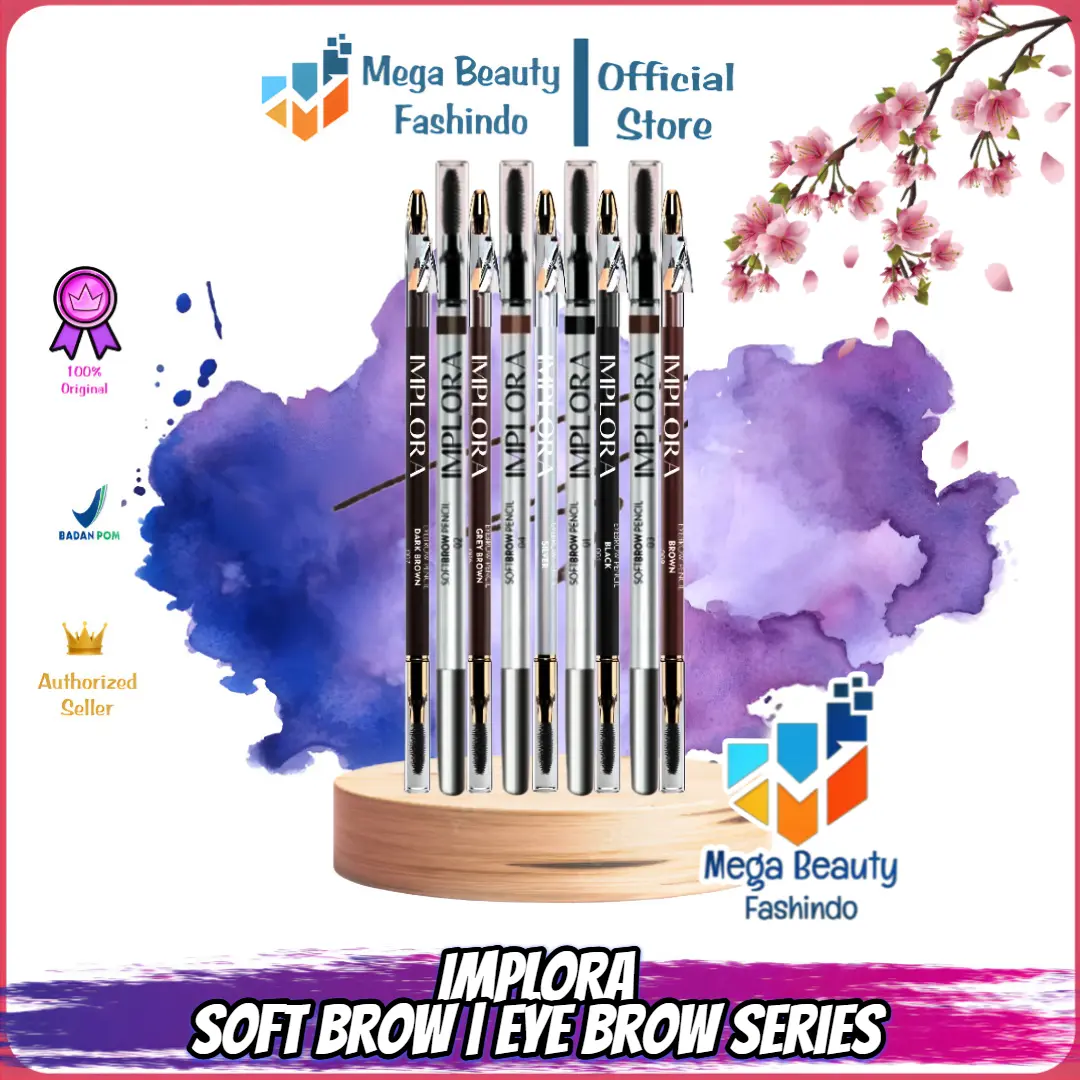 IMPLORA Softbrow Eye Brow Eyebrow Pensil Alis Pencil 2 IN 1 PENSIL + SERUTAN + SIKAT ORIGINAL Soft Brow