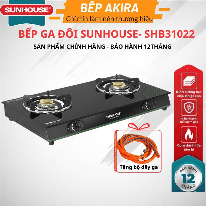 Bếp Gas đôi Sunhouse tặng bộ dây gas, kính cường lực,sen đồng