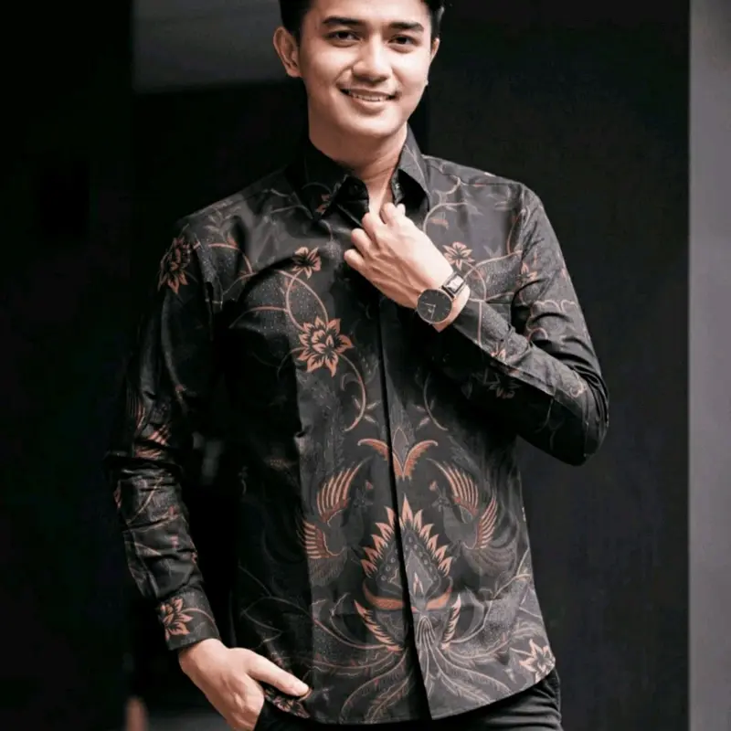 ARGANI Premium kemeja batik pria modern lengan panjang exclusive kekondangan pesta kekantor 0