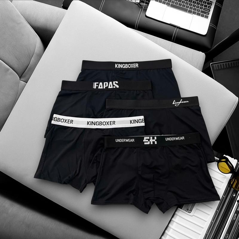 Combo 5 quần sịp đùi nam full đen mix mã chất liệu thun lạnh co giãn 4 chiều Quần Boxer vải mềm mát mặc thoải mái quần lót nam nhiều cạp khác nhau dệt bền đẹp quần xì nam cao cấp Menswear