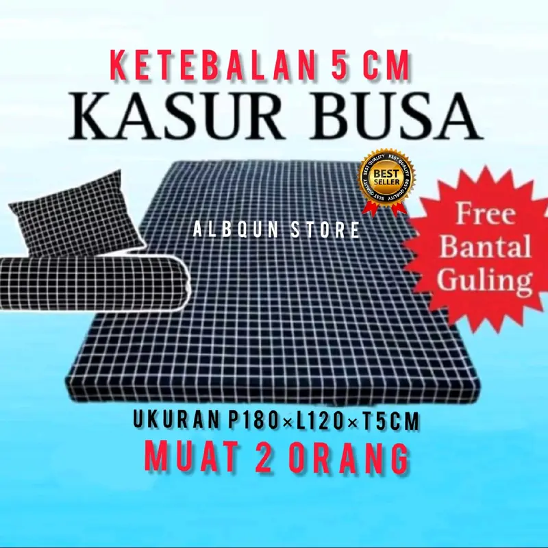 Paket komplit kasur Busa Uk P180×L120×T5cm muat 2 orang free Bantal & Guling 0