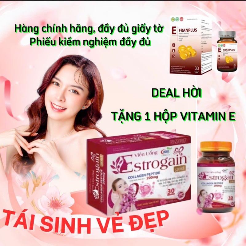 [Mua 1 tặng 1] Viên uống Estrogain 1 hộp 30 viên tặng kèm 1 hộp Vitamin e đỏ hỗ trợ chăm sóc sắc đẹp