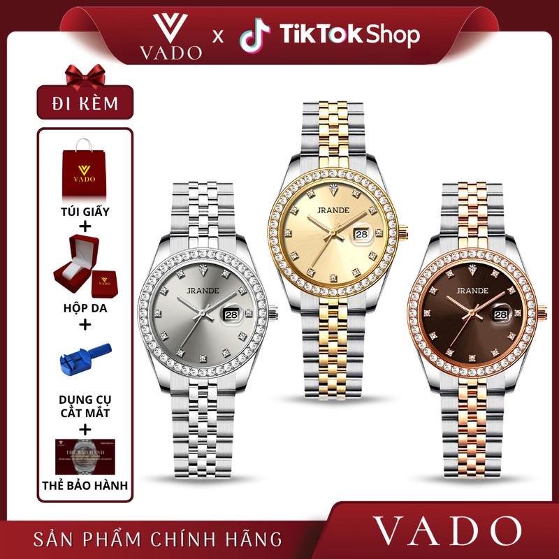[VD - DHJ9850J] JLANDA Đồng Hồ Nữ Sang Chảnh Mặt Tròn, Mặt Đính Viền Đá, Dây Kim Loại, Phong Cách Thời Trang Và Sang Trọng - DHJ9850