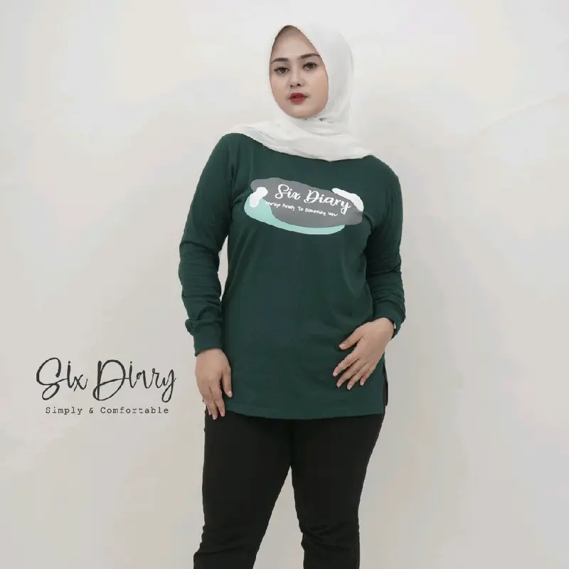Kaos Wanita Six Diary Original Motif Hijau Botol New 2