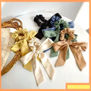Ikat Rambut Hairbands & Scrunchies Model Scraf Warna Polos Bahan Satin unyuk Anak Perempuan Wanita Dewasa Gaya Korea Elegan