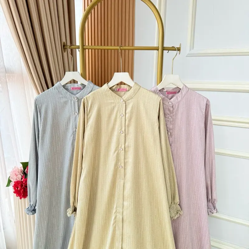 NNfashion ~ RAISA DRESS ~ Gamis Wanita Muslimah Casual Formal elegan adem nyaman motif kancing Panjang 0