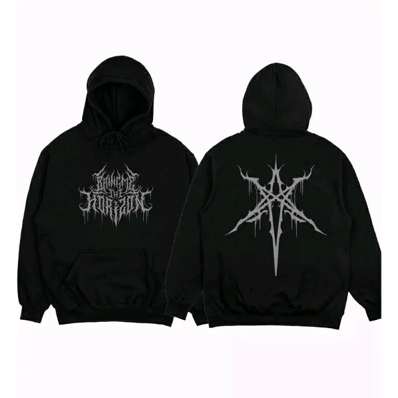 Sweater Hoodie Hitam Jumper Distro BMTH Bring Me The Horizon Logo Abu Bahan Fleece Cotton Tebal basic Pria lokal