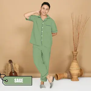 Nyenyak Piyama Pria CP ( L ) Bahan Katun / Setelan Baju Tidur Dewasa Celana Panjang Polos Warna Nyaman