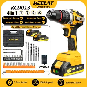 【KEELAT KCD013】 Mesin Bor Cordless 20V/18V 10mm Bisa Diketuk dengan Paket Hadiah Mewah Garansi 12 Bulan Bor Beton Kayu Besi Tembok