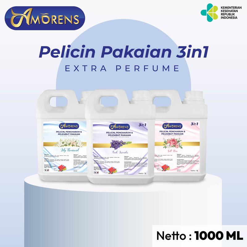 Product Introduction of Amorens Pelicin Setrika Pakaian / Pafum Laundry & Pewangi Pakaian 1 liter 3 in 1 Wangi Tahan Lama [1000ml] 2
