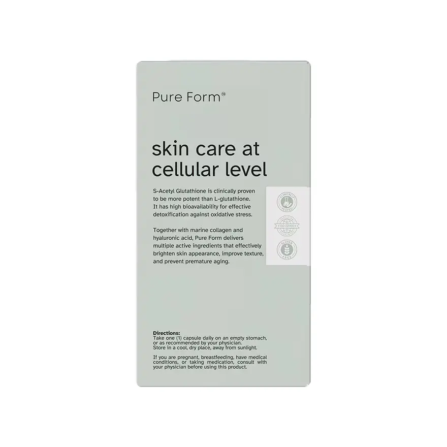 s-acetyl glutathione pure form PURE FORM S-Acetyl Glutathione with Hyaluronic Acid and Collagen Capsule