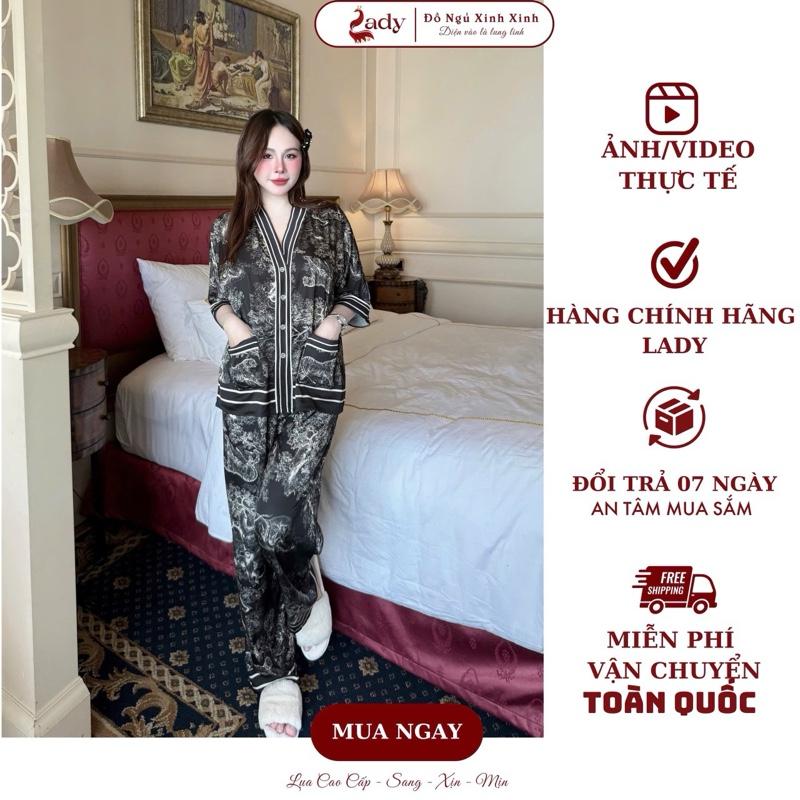 Bộ Ngủ Pijama Nữ Quần Dài Áo Cổ Y Cánh Dơi Lụa Latin – Đồ Ngủ Cao Cấp, Mát Lạnh, Che Dáng Khéo, Thanh Lịch, Sang Trọng