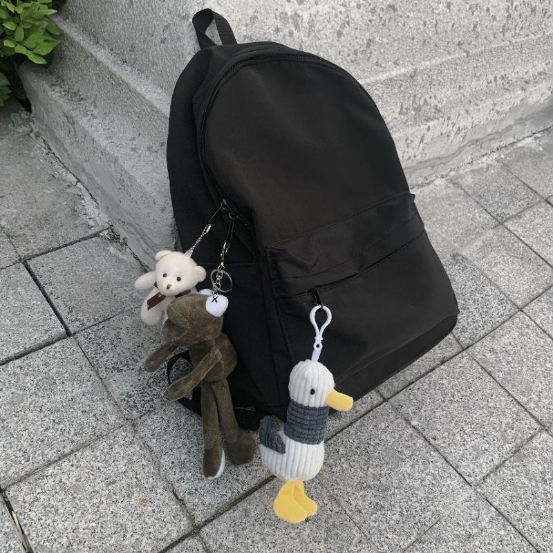 Balo ulzzang basic trơn đen nhiều ngăn cỡ vừa đi học đi chơi cá tính