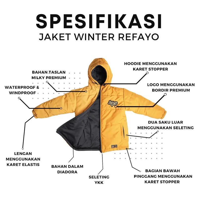 Jaket Winter REFAYO Pria Wanita Outdoor Waterproof Windproof - Navy Sport 1