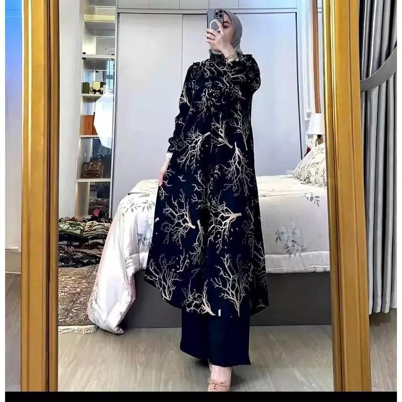 Setelan tunik wanita rayon terbaru // Kia One Set Tunik  Celana Airflow 0