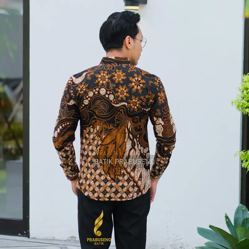 BATIK PRABUSENO Motif Ajisaka Lengan Panjang Pria Slimfit Slimfit Premium Modern Style Mewah 2024 Anak Muda Dewasa Anti Kusut Original Cocok Buat Bapak2 Baju Kerja Elegan Eksklusif Full Furing Puring Hajatan Kekinian Kantor Keren Kondangan Katun Solo 3