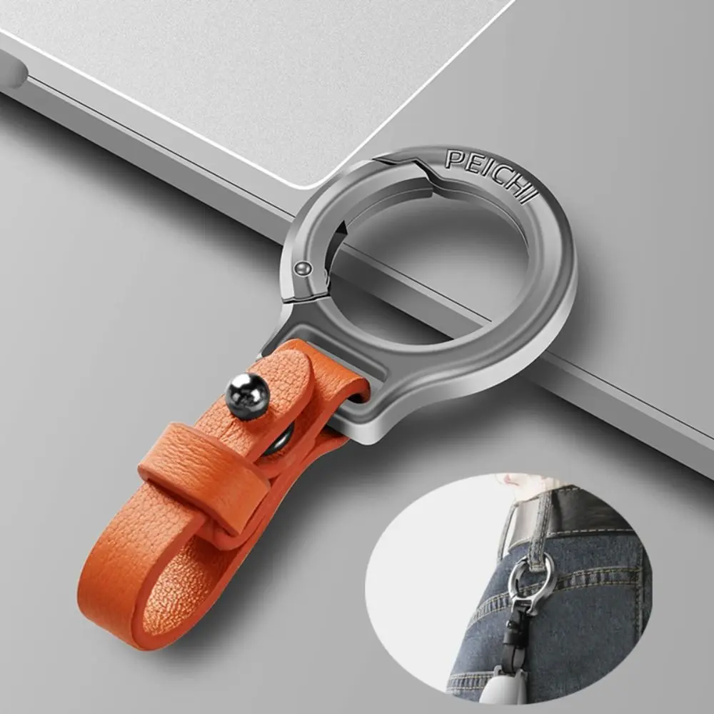 New Zinc Alloy Leather Keychain Carabiner Portable Car Key Holder Outdoor Tool Small Key Rings