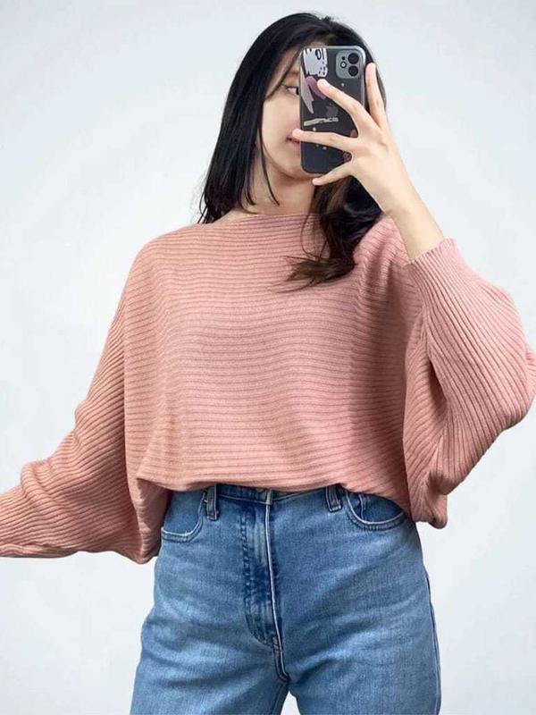 Lasperal Batwing Sweater | Sweater rajut terbaru | Sweater rajut oversize Panjang Tebal Atasan  Wanita Santai 8