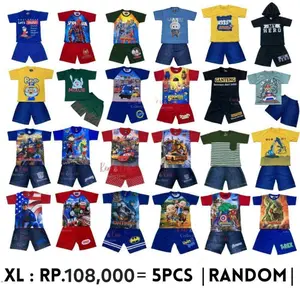 Paket usaha 115.500 dapat 5 stel ukuran XL untuk bb 15-18 kg perkiraan umur 4-5 thn  / setelan anak laki laki