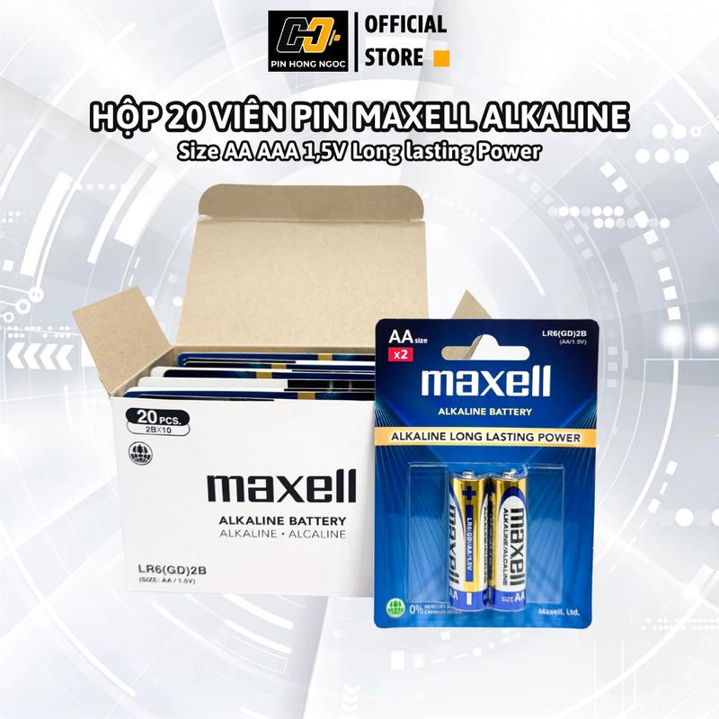 Hộp 20 Viên Pin Maxell Alkaline AA AAA 1.5V - Pin Kiềm Tiểu 2A Đũa 3A LR6 LR03