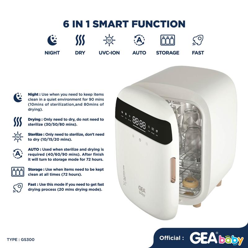 GEA BABY GS-300 Ultimate UVC Sterilizer & Dryer With Plasma Ion / Bottle Sterilizer & Dryer 1