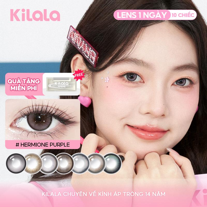 10 chiếc Kilala lens 1 ngày kính áp tròng màu nâu xám tím DIA 14.2-14.5mm độ cận 0-7 màu sắc nhẹ nhàng thiết kế độc đáo lên ảnh rất đẹp chấp nhiều phong cách makeup
