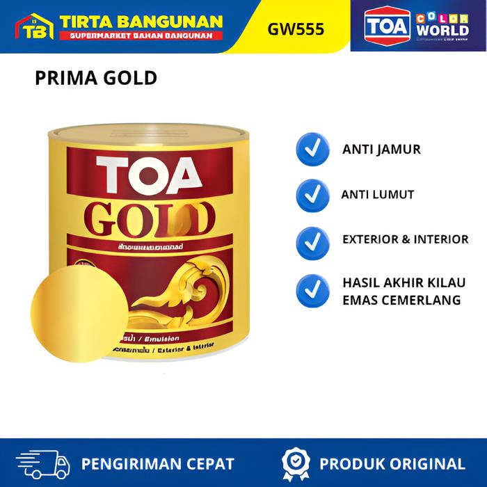 Gambar TOA GOLD GW555 Prima Gold Emulsion Cat Emas Premium Ekterior & Interior 0.946 LT Paint dari Tirta Bangunan Kota Depok Tokopedia