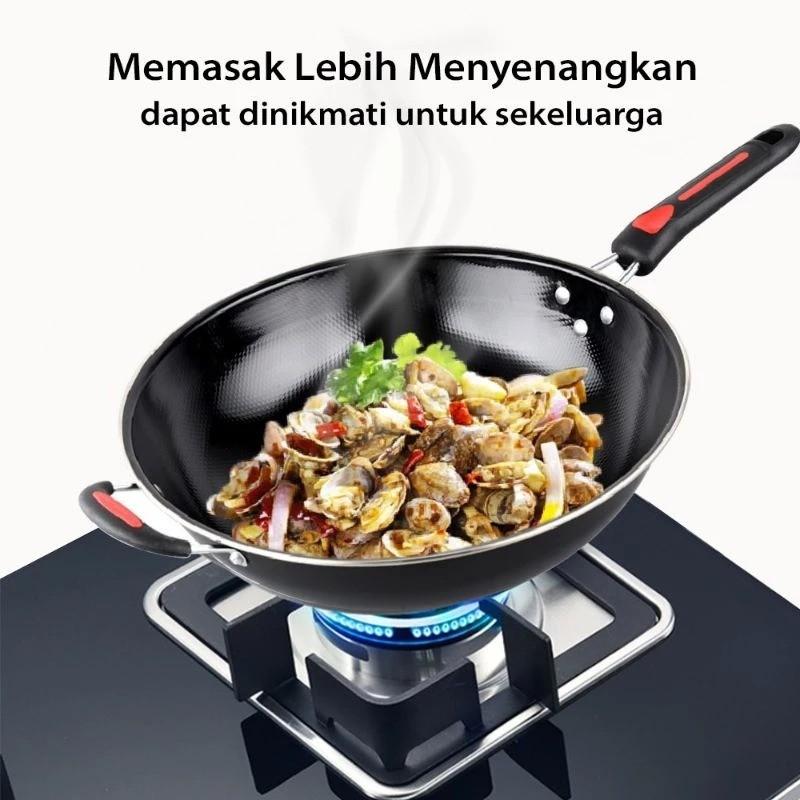 Factory Outlet YUMI Store Wajan Penggorengan Enamel Anti Lengket 34 cm Warna Hitam - Masak 6