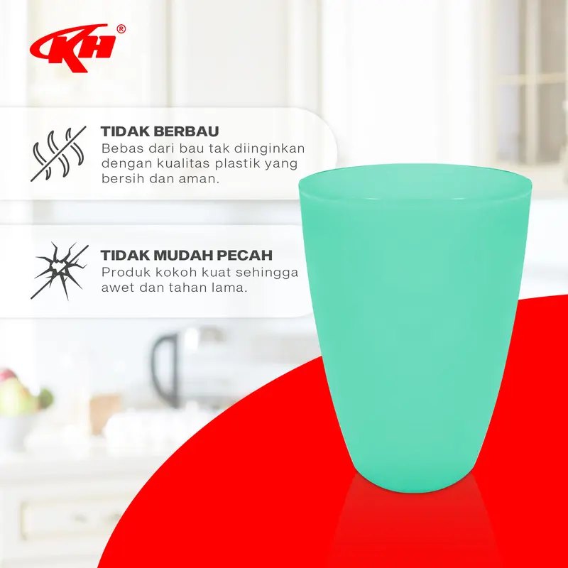 KH Gelas Asoka 390ml Plastik Glass Food Safe - Pink 3