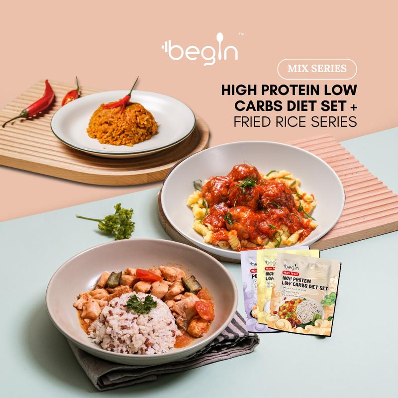 BEGIN High Protein Low Carbs Diet Set 5 sets Ready-to-eat Meals ...