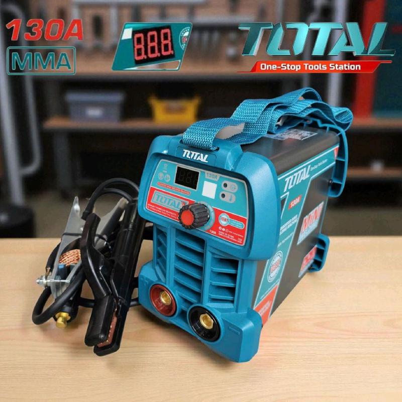 Máy Hàn Total TW213049, chuyên que 1.6-3.2mm ,  Công nghệ Inverter 130A/73V , có chức năng bù hồ quang , mồi lửa nhanh hạn chế tối đa khả năng dính que hàn , bảo hành 24 tháng