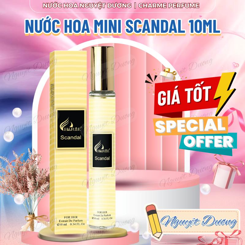   10ML  NƯỚC HOA MINI CHARME SCANDAL - Nhỏ Gọn Tiện Lợi - Nước Hoa Nữ Phong Cách Hiện đại Sexy Bí ẩn - Hương Hoa Cỏ Phương Đông Nồng Độ Extrait De Parfum Lưu Hương Lâu - Charme Perfume 
