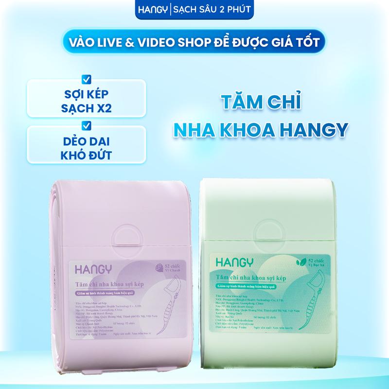 Tăm chỉ nha khoa Hangy Sợi kép Thế hệ mới hộp tiện dụng- 2 vị khác nhau đa dạng cho người dùng