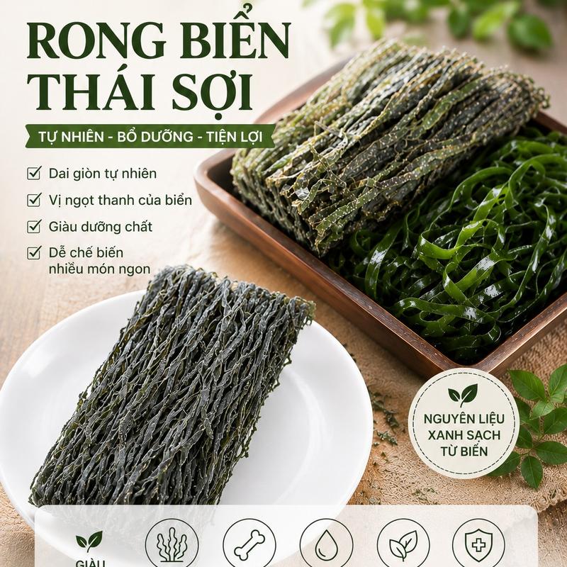 Rong Biển Nấu Canh Thanh Mát – Tốt Cho Sức Khỏe có phủ muối trắng ( 1 túi trọng…