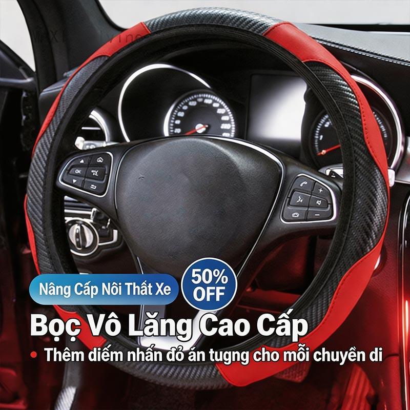 Bọc vô lăng ô tô 38CM thoáng khí chống trượt da phản quang bánh lái Bọc vô lăng…