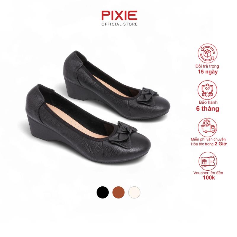 Giày Búp Bê Đế Xuồng 5cm Da Thật Êm Chân Pixie X461
