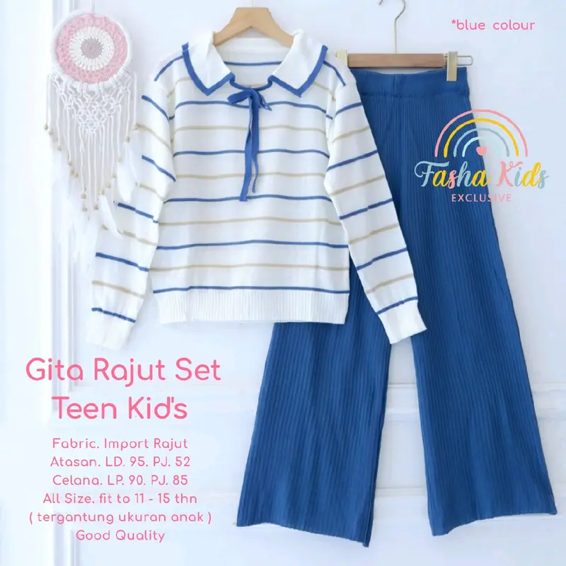 Gita set setelan rajut salur anak remaja 10-13 tahun 3
