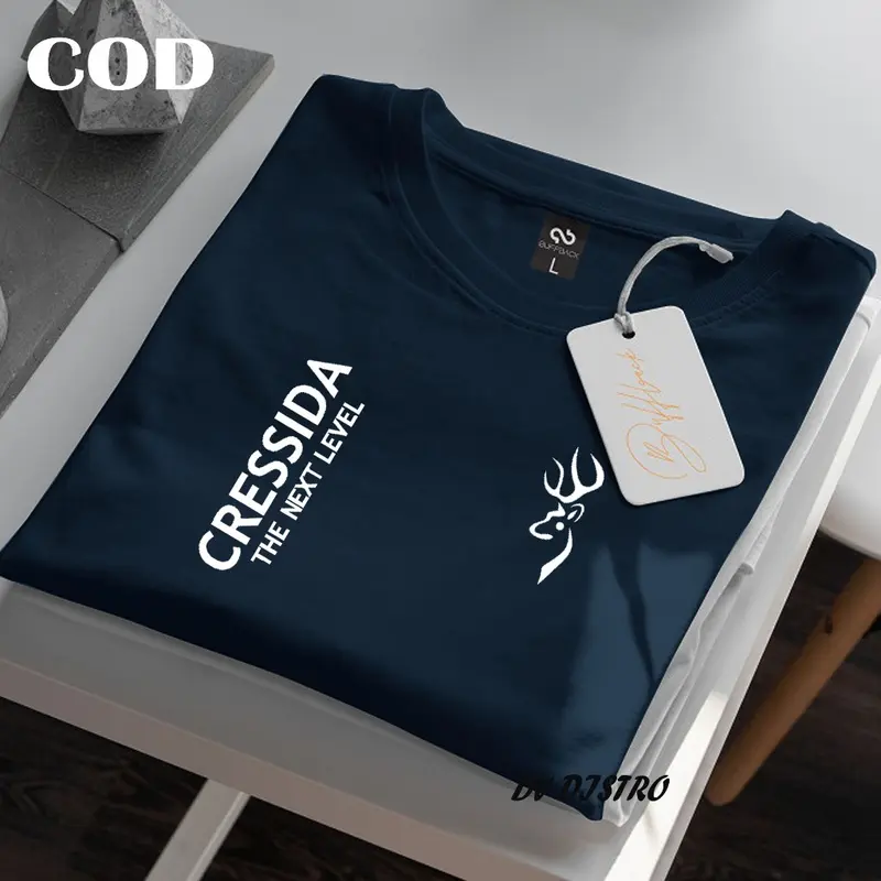 COD !!! Baju Kaos Distro Cressida Premium Kirka Text Putih Premium Quality Kaos Cotton Combed 30s Keren Lengan Pendek T-Shrit Koas Unisex Pria/Wanita 0