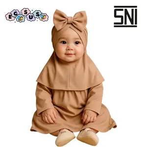 (EGSUS) Gamis Bayi Hijab Free Turban Polos 0-2 Tahun Balita Anak Fashion Pakaian Perempuan muslim panjang variasi baju milo Setelan Kerudung Nyaman Cewek Lembut